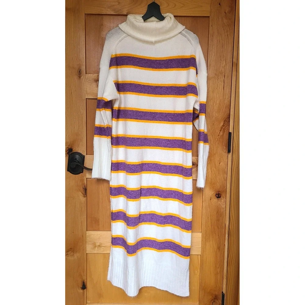 Daily Practice Women's XS Striped Turtleneck Sweater Dress Quiet Luxury Warm‎